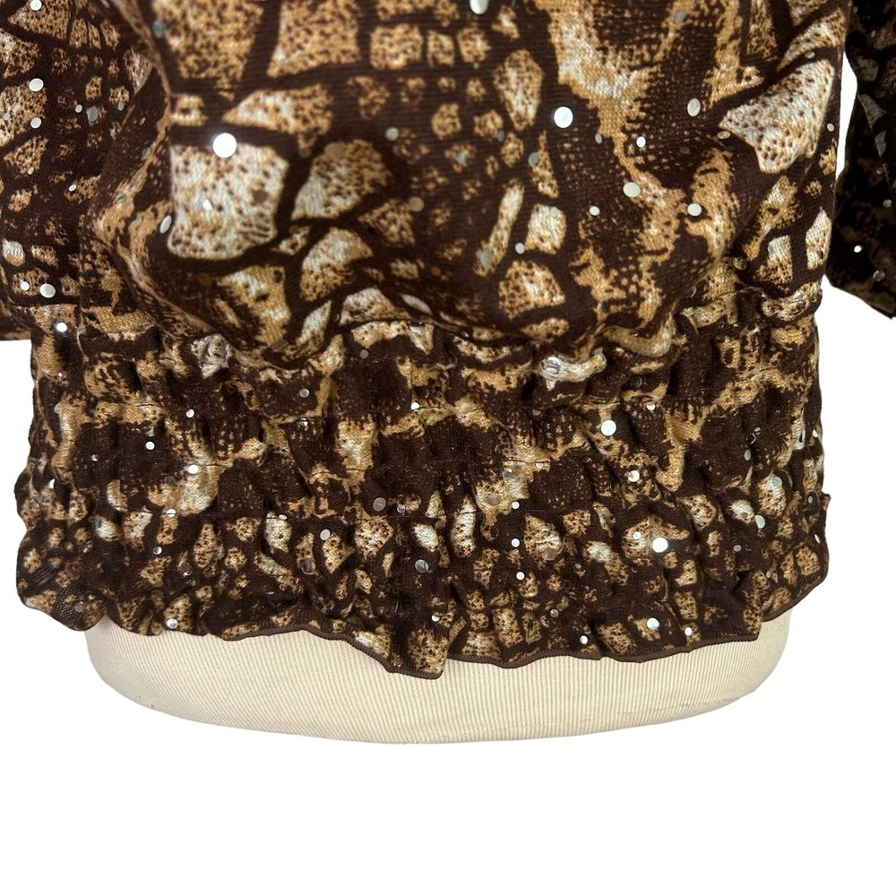 ISABELLA RODRIGUEZ New Animal Print Alligator TOP S Cowl Blouse Chic Maximalist - Picture 13 of 17